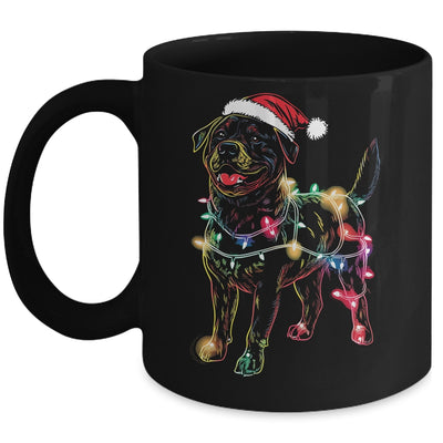 Funny Santa Rottweiler Retriever Christmas Lights Dog Lover Mug | teecentury