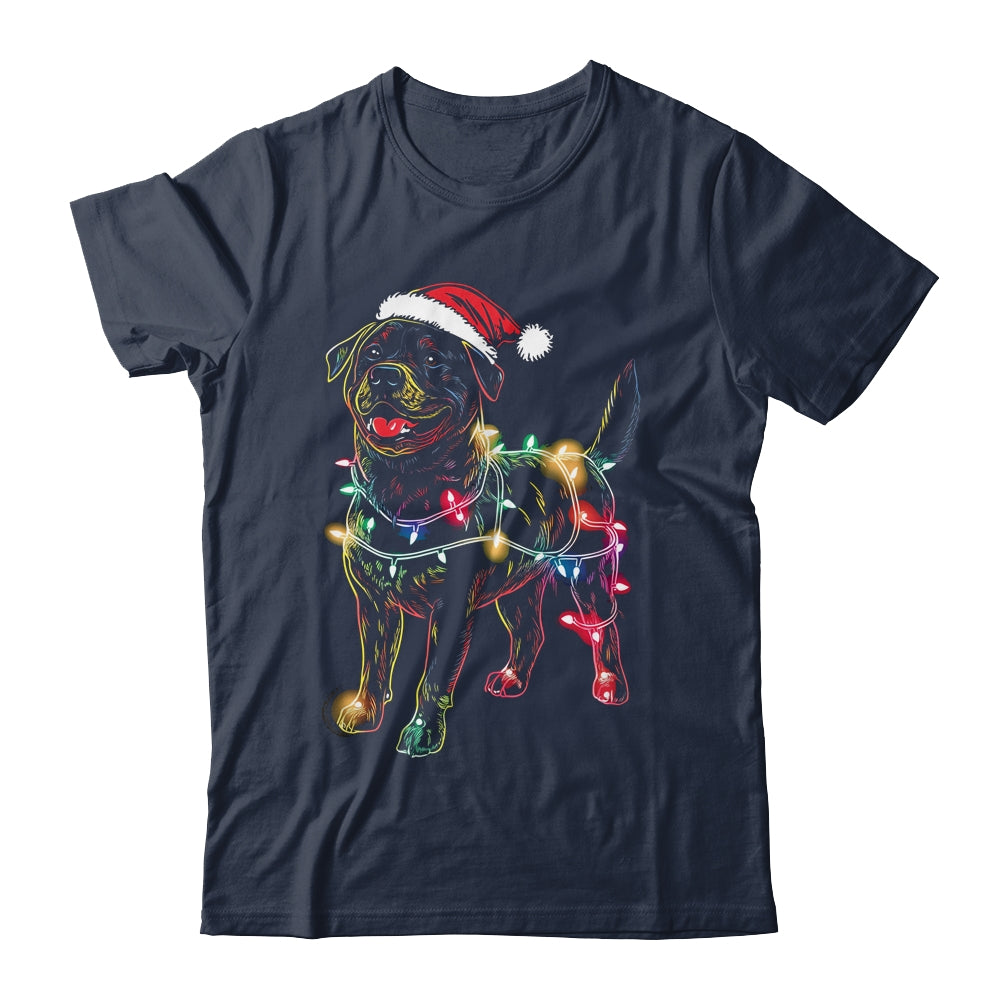 Funny Santa Rottweiler Retriever Christmas Lights Dog Lover Shirt & Sweatshirt | teecentury