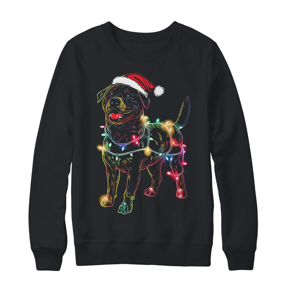 Funny Santa Rottweiler Retriever Christmas Lights Dog Lover Shirt & Sweatshirt | teecentury
