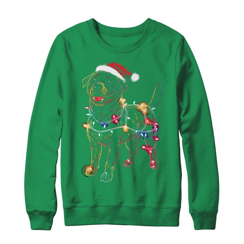 Funny Santa Rottweiler Retriever Christmas Lights Dog Lover Shirt & Sweatshirt | teecentury