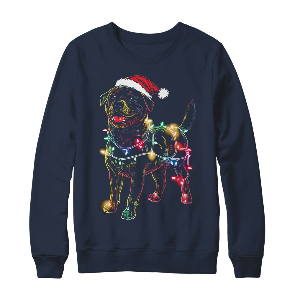 Funny Santa Rottweiler Retriever Christmas Lights Dog Lover Shirt & Sweatshirt | teecentury