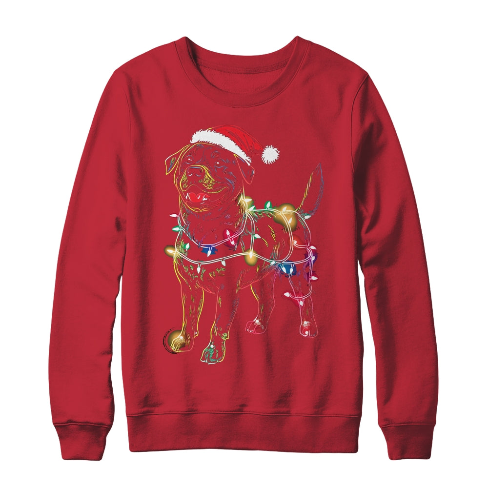 Funny Santa Rottweiler Retriever Christmas Lights Dog Lover Shirt & Sweatshirt | teecentury