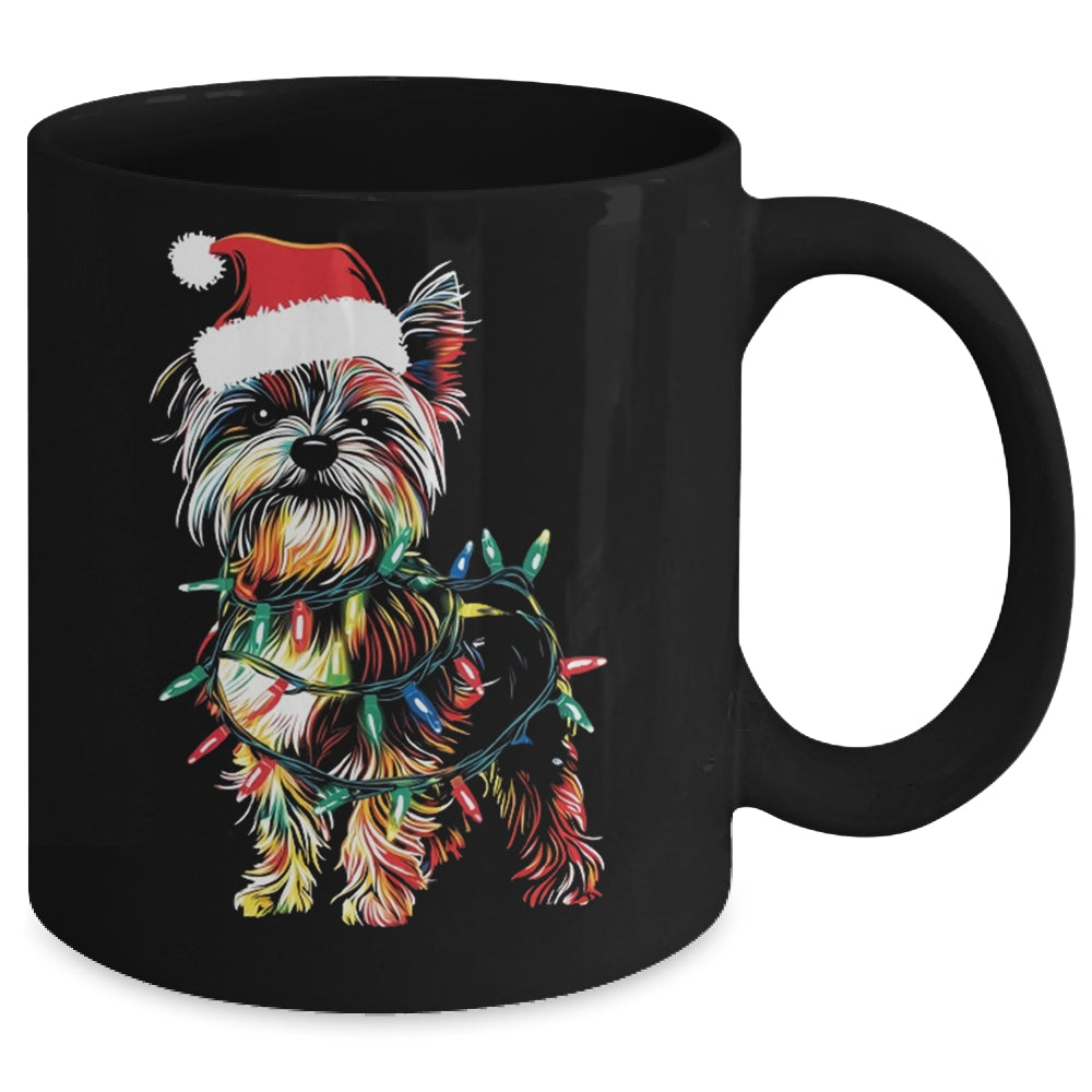 Funny Santa Yorkie Retriever Christmas Lights Dog Lover Mug | teecentury