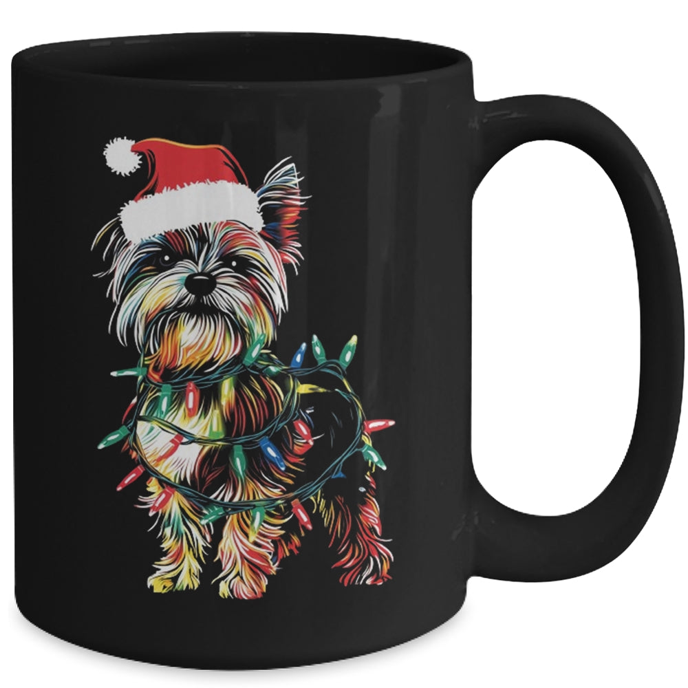 Funny Santa Yorkie Retriever Christmas Lights Dog Lover Mug | teecentury