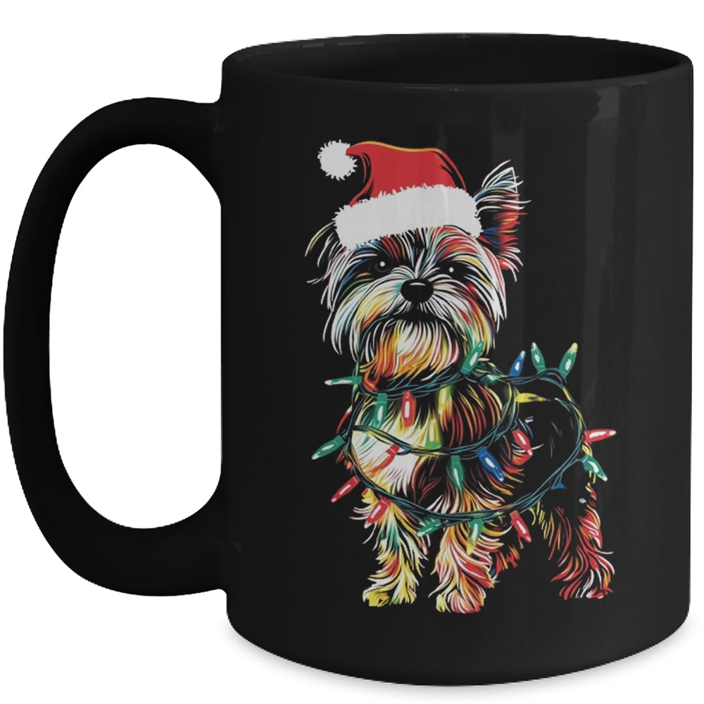 Funny Santa Yorkie Retriever Christmas Lights Dog Lover Mug | teecentury