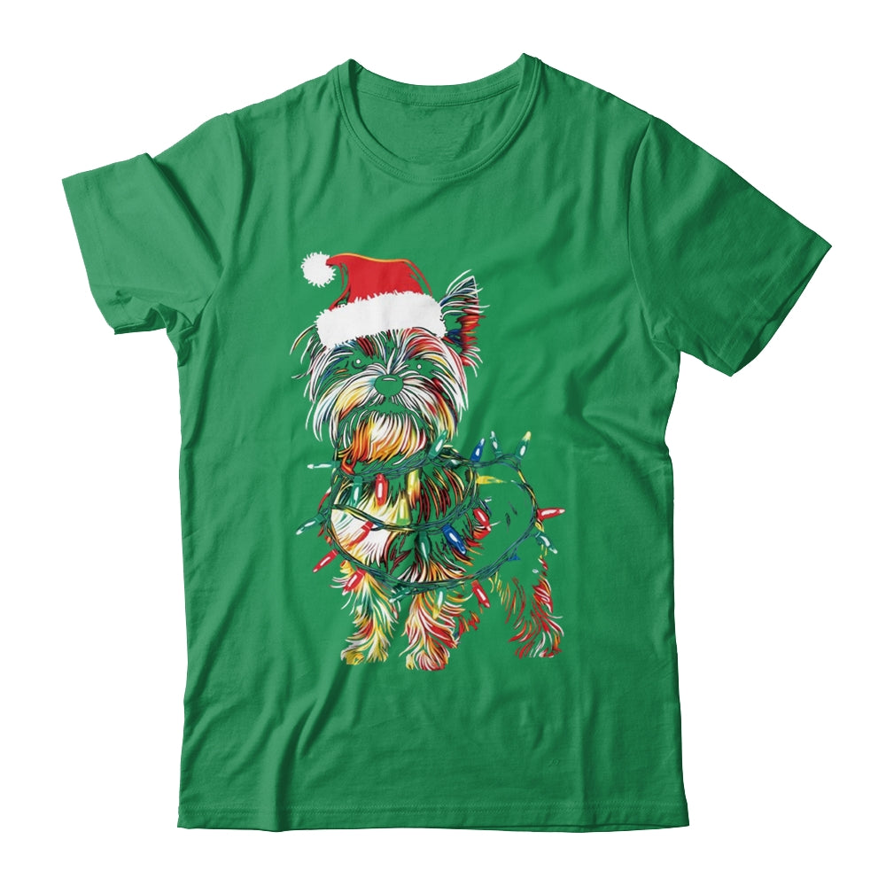 Funny Santa Yorkie Retriever Christmas Lights Dog Lover Shirt & Sweatshirt | teecentury