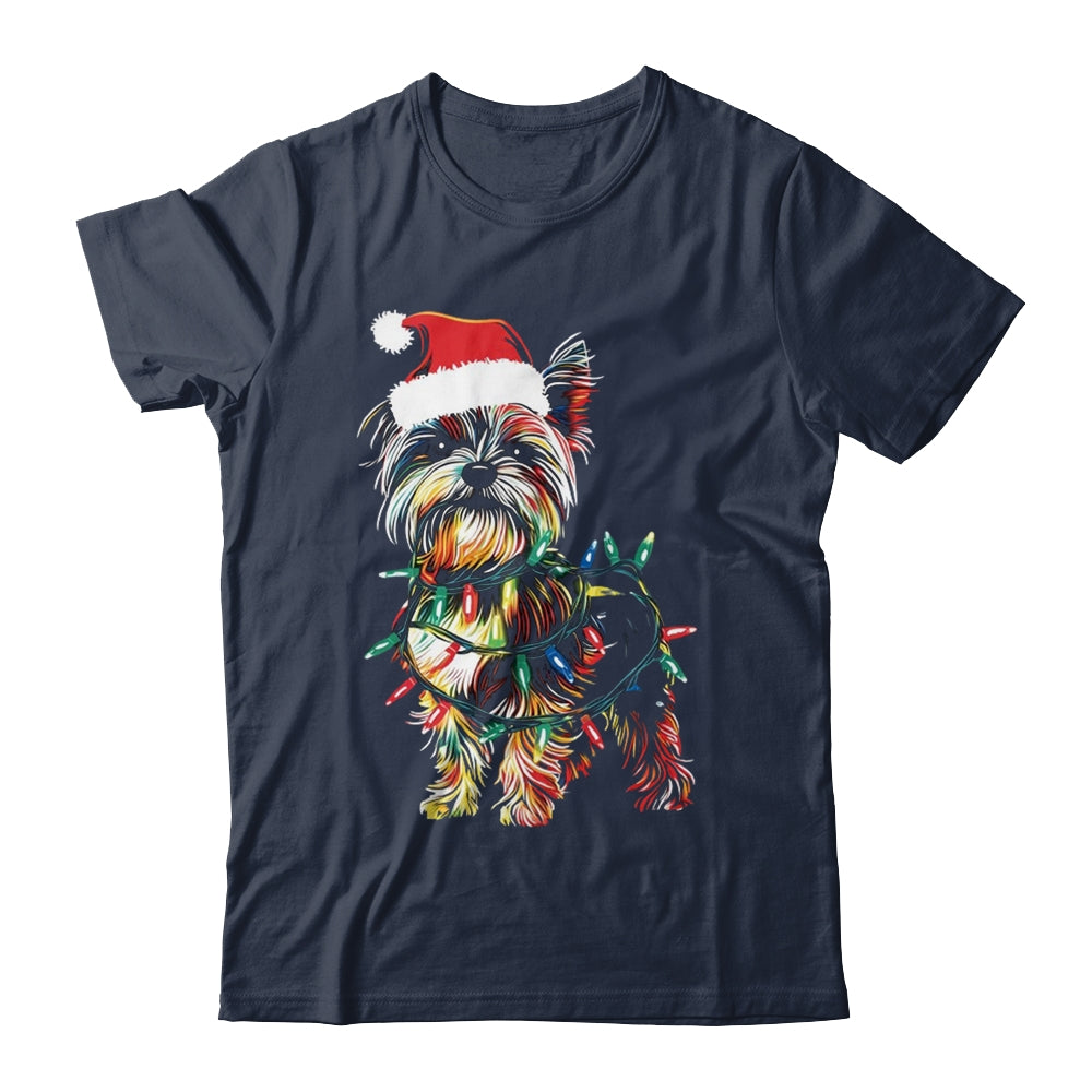 Funny Santa Yorkie Retriever Christmas Lights Dog Lover Shirt & Sweatshirt | teecentury
