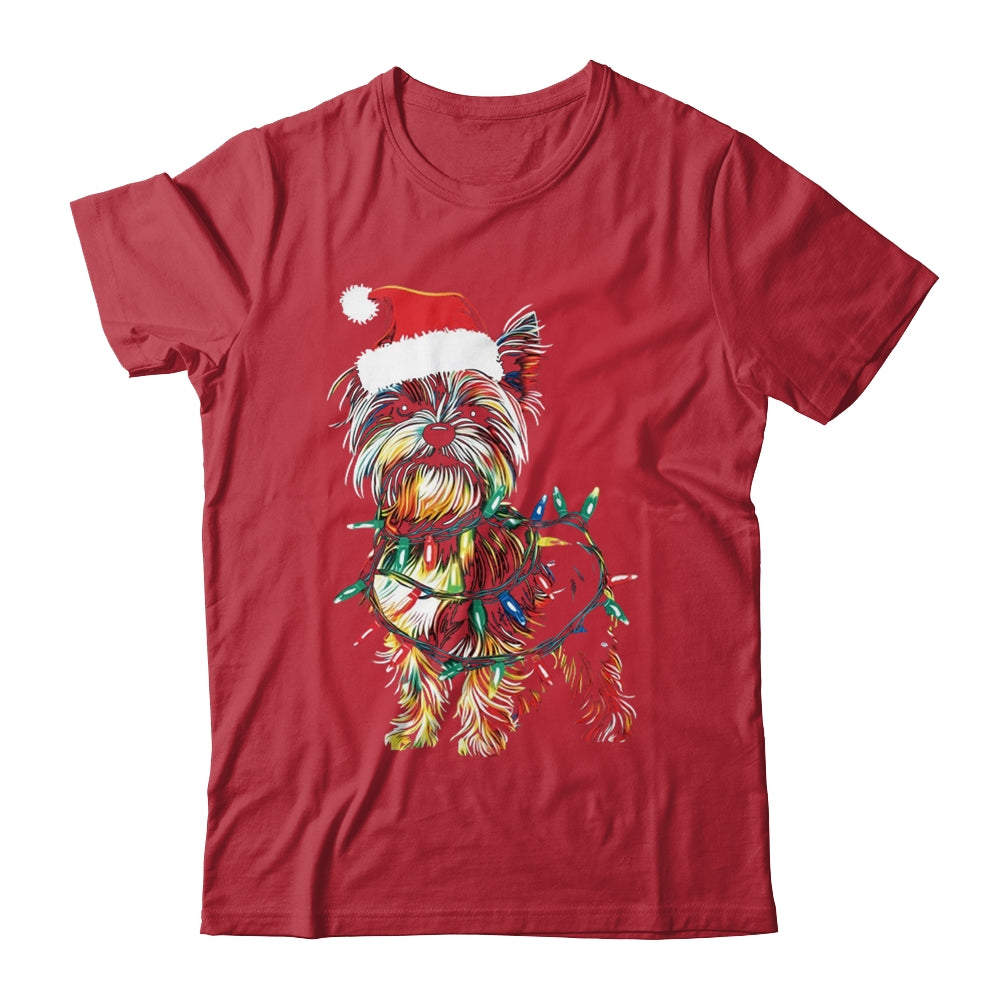 Funny Santa Yorkie Retriever Christmas Lights Dog Lover Shirt & Sweatshirt | teecentury