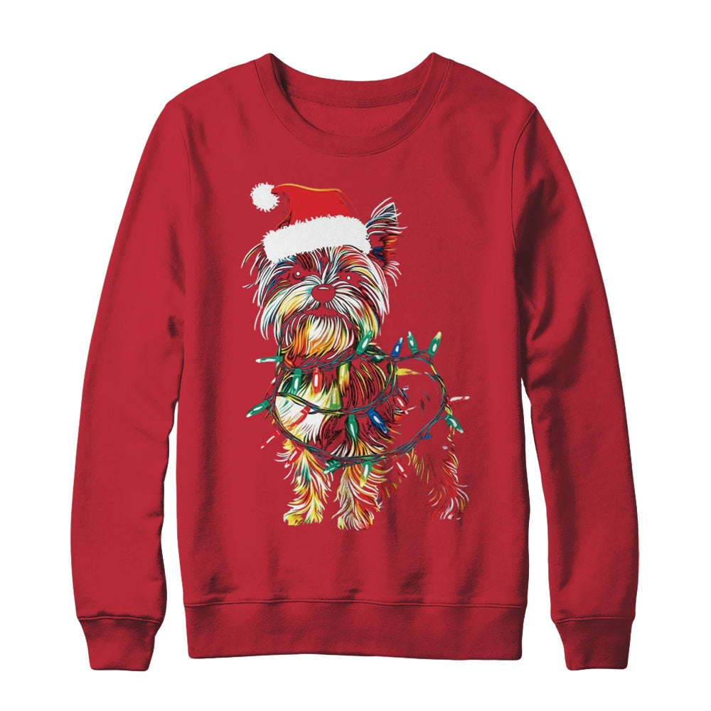 Funny Santa Yorkie Retriever Christmas Lights Dog Lover Shirt & Sweatshirt | teecentury