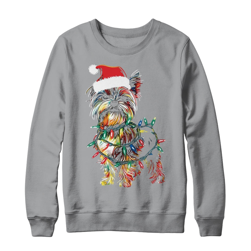 Funny Santa Yorkie Retriever Christmas Lights Dog Lover Shirt & Sweatshirt | teecentury