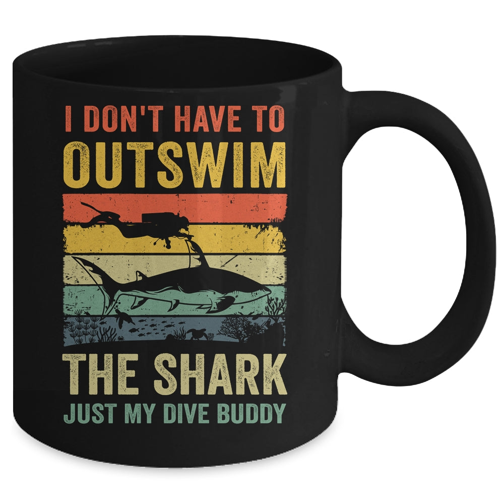 Funny Scuba Diving For Men Women Shark Diving Buddy Retro Mug | teecentury