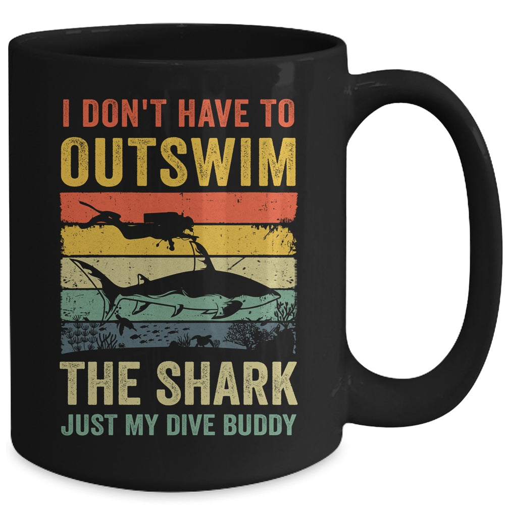Funny Scuba Diving For Men Women Shark Diving Buddy Retro Mug | teecentury
