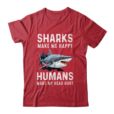 Funny Sharks Make Me Happy Marine Biology Shark Shirt & Tank Top | teecentury