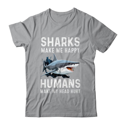 Funny Sharks Make Me Happy Marine Biology Shark Shirt & Tank Top | teecentury