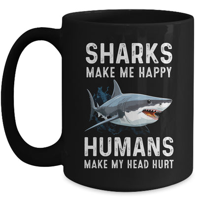 Funny Sharks Make Me Happy Marine Biology Shark Mug | teecentury