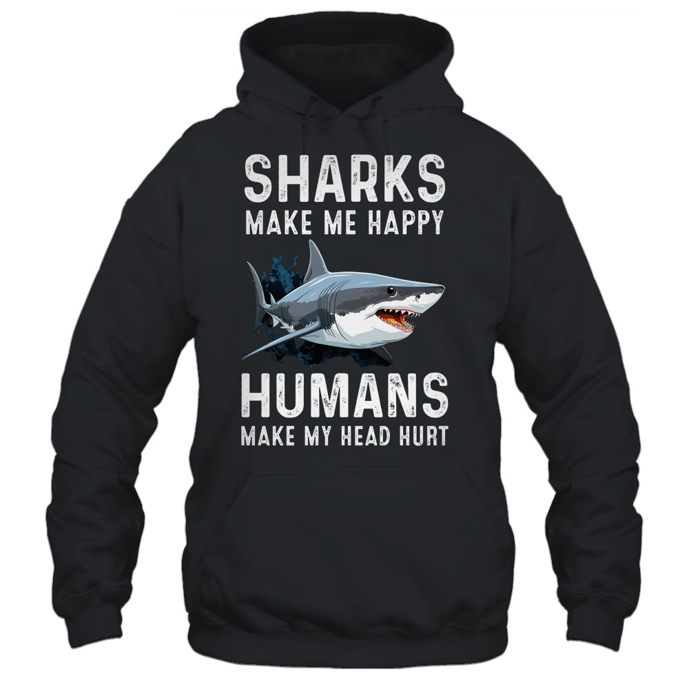 Funny Sharks Make Me Happy Marine Biology Shark Shirt & Tank Top
