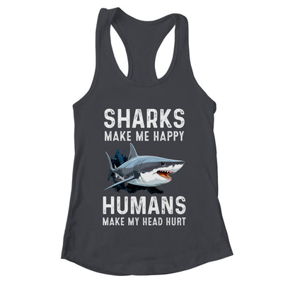 Funny Sharks Make Me Happy Marine Biology Shark Shirt & Tank Top | teecentury