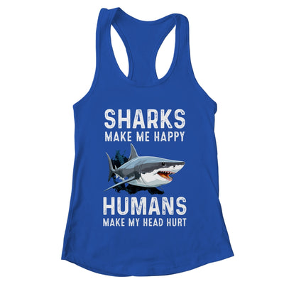 Funny Sharks Make Me Happy Marine Biology Shark Shirt & Tank Top | teecentury