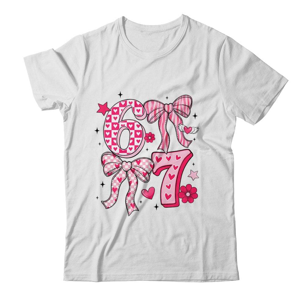 Funny Six Seven Valentine Coquette Bow Heart 6 7 Meme Girls Shirt & Tank Top | teecentury