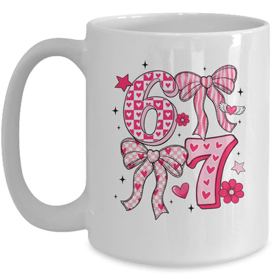Funny Six Seven Valentine Coquette Bow Heart 6 7 Meme Girls Mug | teecentury