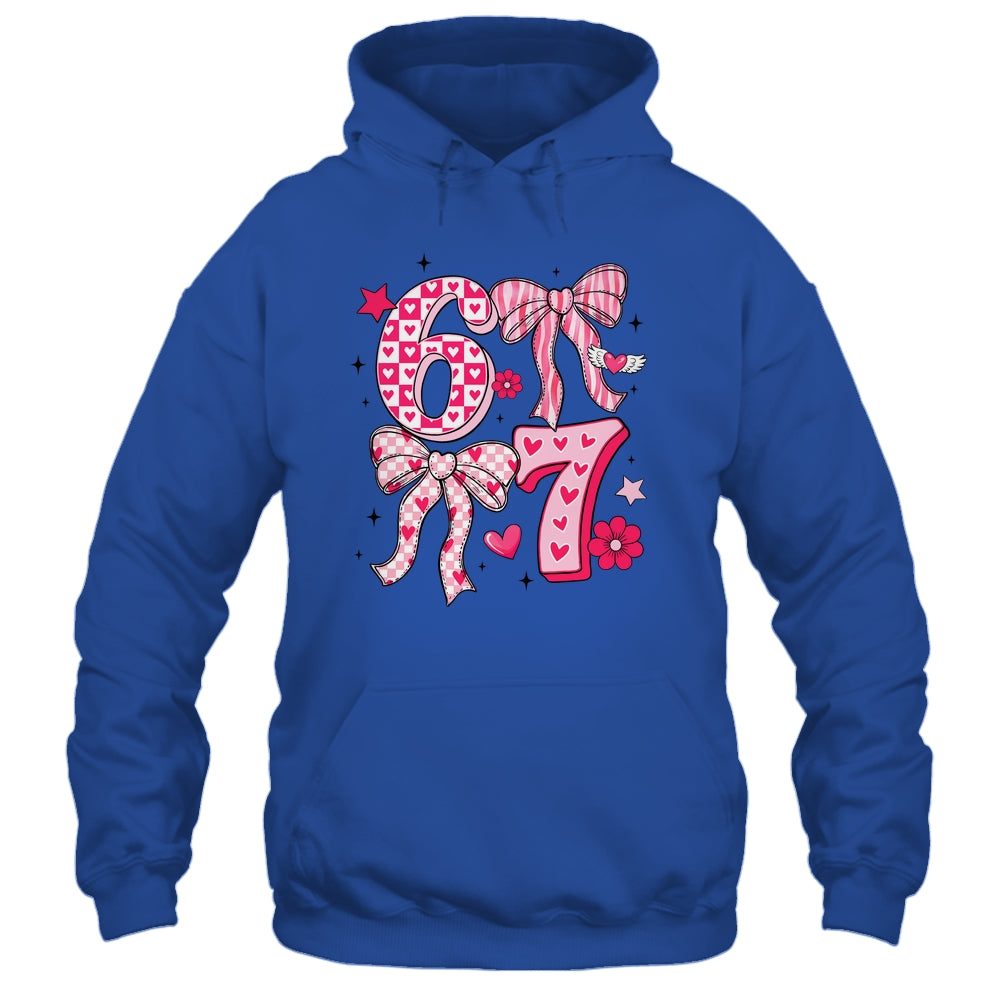 Funny Six Seven Valentine Coquette Bow Heart 6 7 Meme Girls Shirt & Tank Top | teecentury