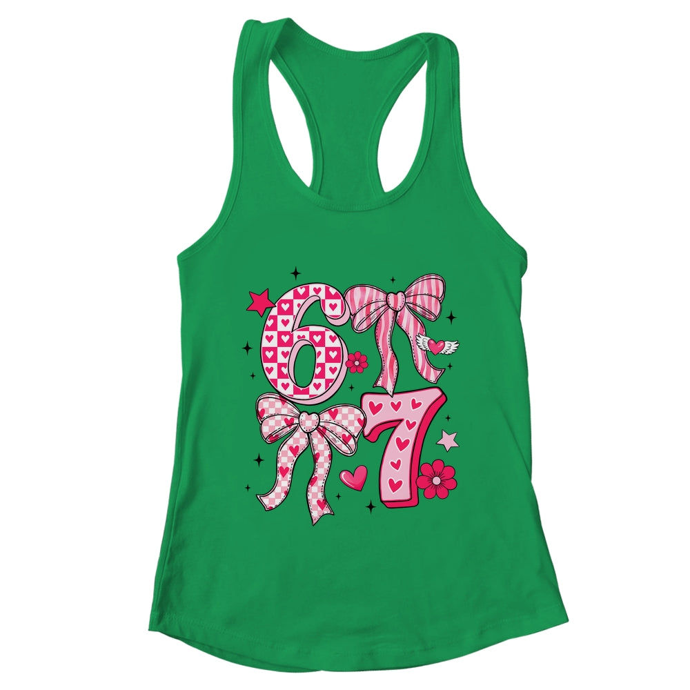 Funny Six Seven Valentine Coquette Bow Heart 6 7 Meme Girls Shirt & Tank Top | teecentury