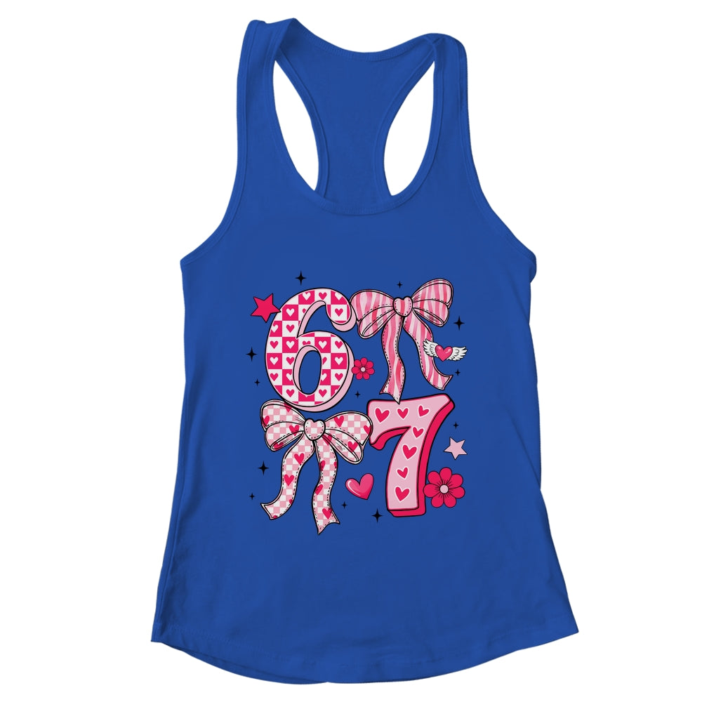 Funny Six Seven Valentine Coquette Bow Heart 6 7 Meme Girls Shirt & Tank Top | teecentury