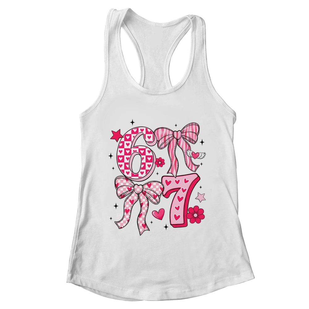 Funny Six Seven Valentine Coquette Bow Heart 6 7 Meme Girls Shirt & Tank Top | teecentury
