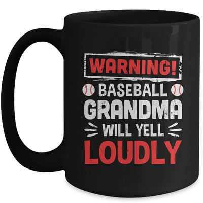 Funny Softball Grandma Warning Softball Will Yell Loudly Mug | teecentury