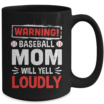 Funny Softball Mom Warning Softball Mom Will Yell Loudly Mug | teecentury
