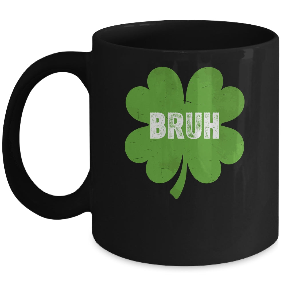 Funny St Patricks Day Bruh Meme Shamrock Teens Boys Kids Men Mug | teecentury