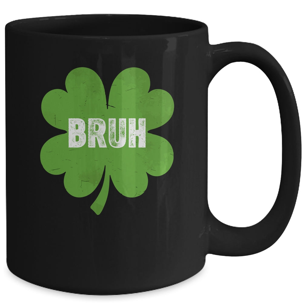 Funny St Patricks Day Bruh Meme Shamrock Teens Boys Kids Men Mug | teecentury