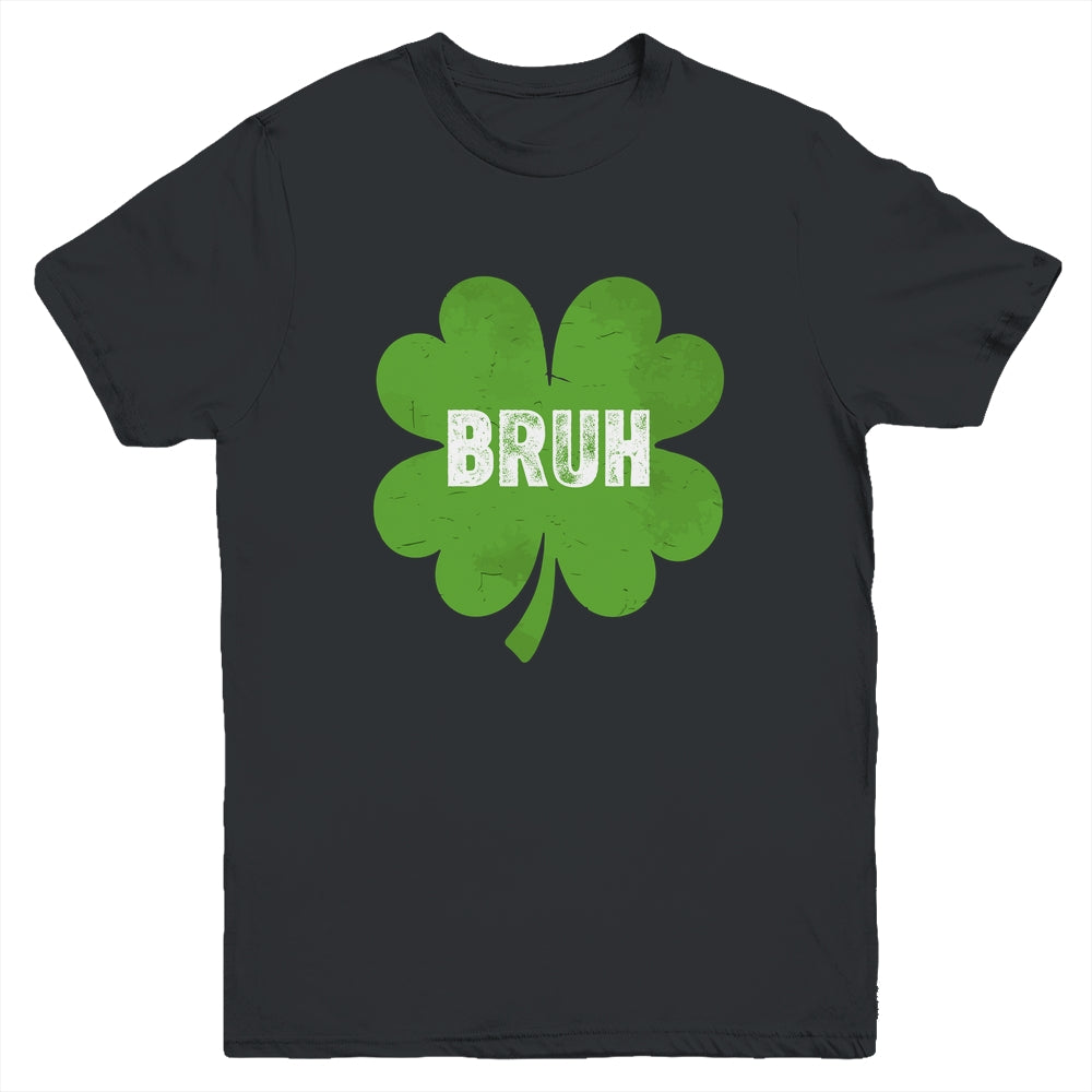 Funny St Patricks Day Bruh Meme Shamrock Teens Boys Kids Men Youth Shirt | teecentury