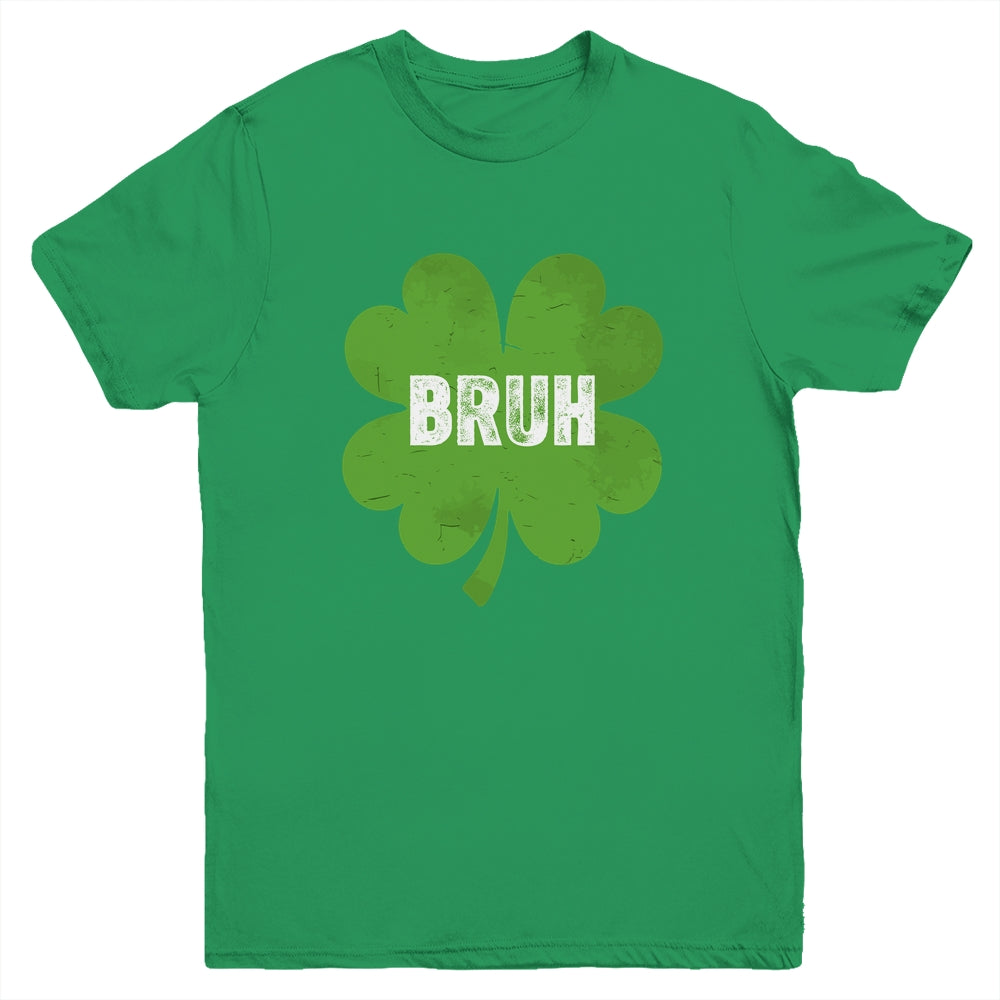 Funny St Patricks Day Bruh Meme Shamrock Teens Boys Kids Men Youth Shirt | teecentury