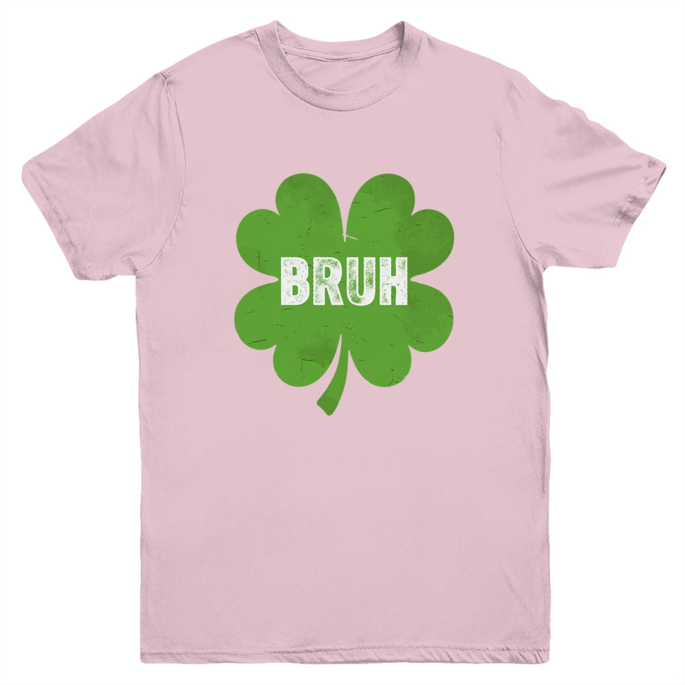 Funny St Patricks Day Bruh Meme Shamrock Teens Boys Kids Men Youth Shirt | teecentury