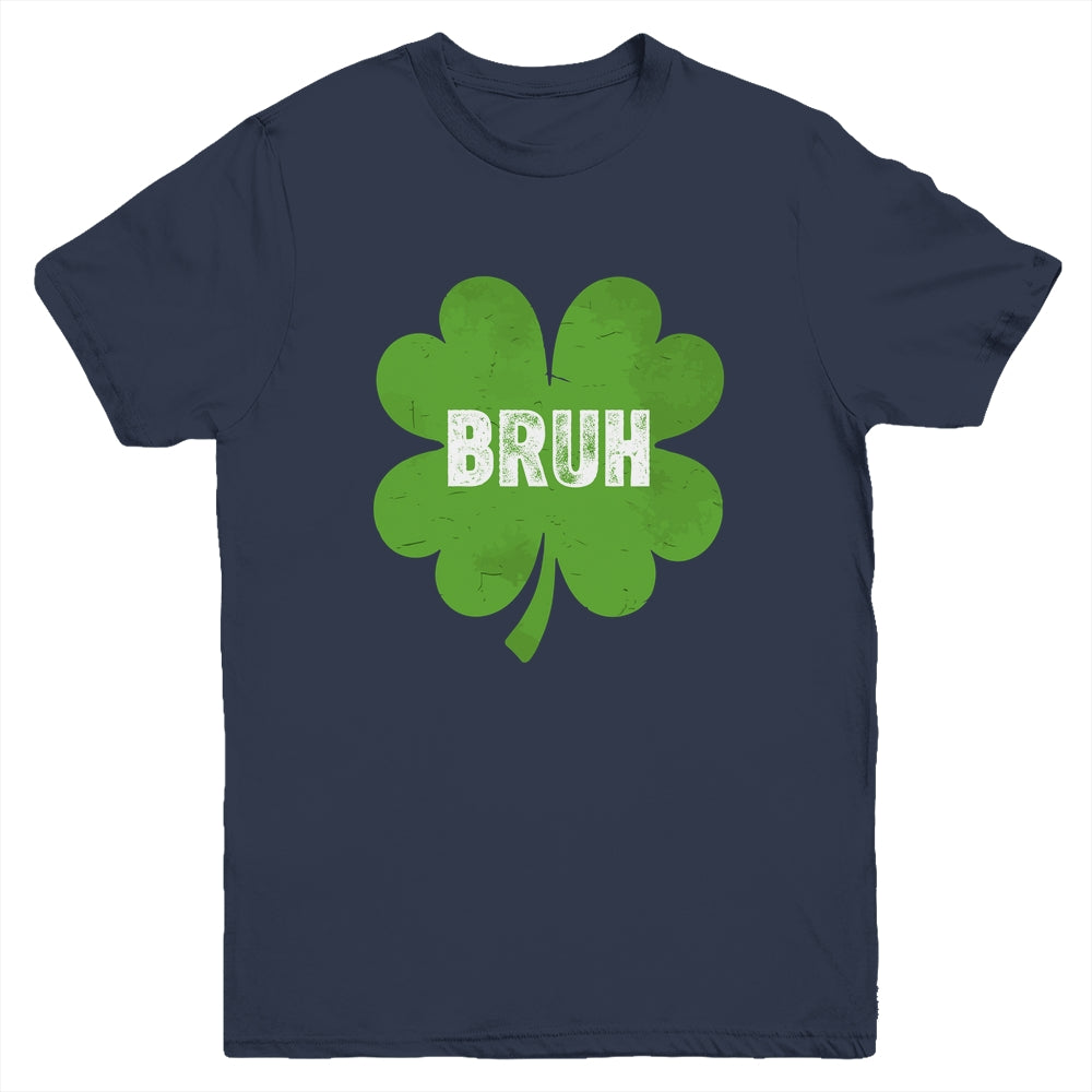 Funny St Patricks Day Bruh Meme Shamrock Teens Boys Kids Men Youth Shirt | teecentury