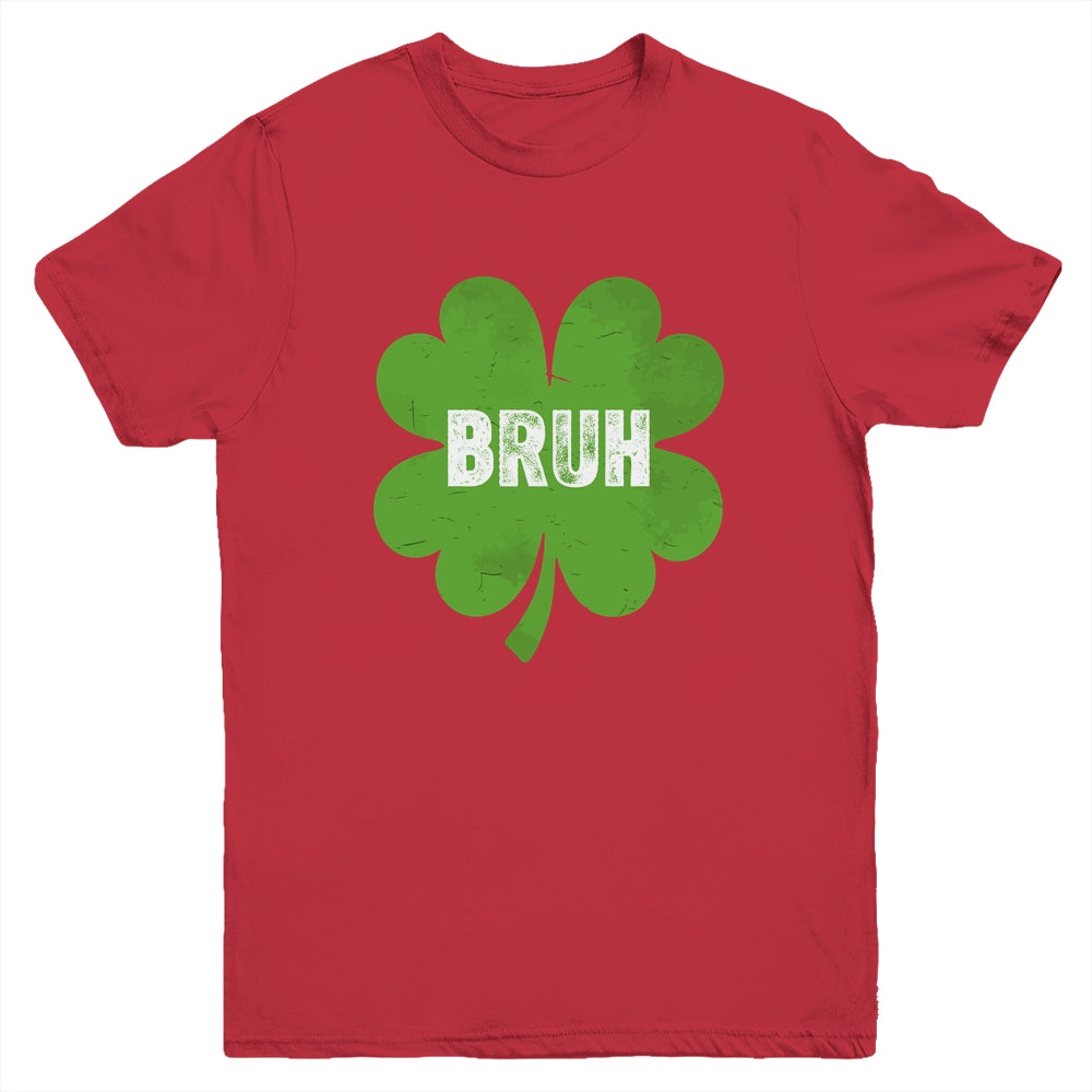 Funny St Patricks Day Bruh Meme Shamrock Teens Boys Kids Men Youth Shirt | teecentury