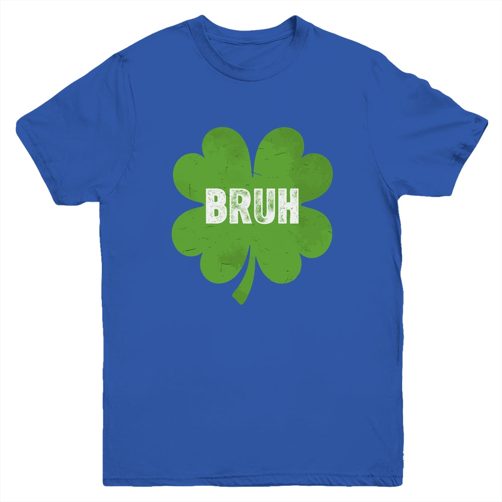Funny St Patricks Day Bruh Meme Shamrock Teens Boys Kids Men Youth Shirt | teecentury