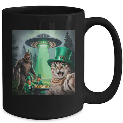 Funny St Patricks Day Cat Selfie With Leprechaun Bigfoot UFO Mug | teecentury