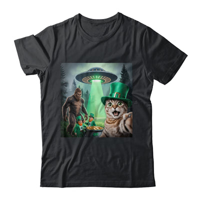 Funny St Patricks Day Cat Selfie With Leprechaun Bigfoot UFO Shirt & Hoodie | teecentury