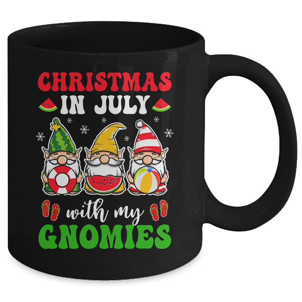 Funny Summer Vacation Gnomies Gnomes For Christmas In July Mug | teecentury