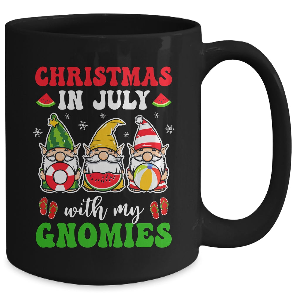 Funny Summer Vacation Gnomies Gnomes For Christmas In July Mug | teecentury