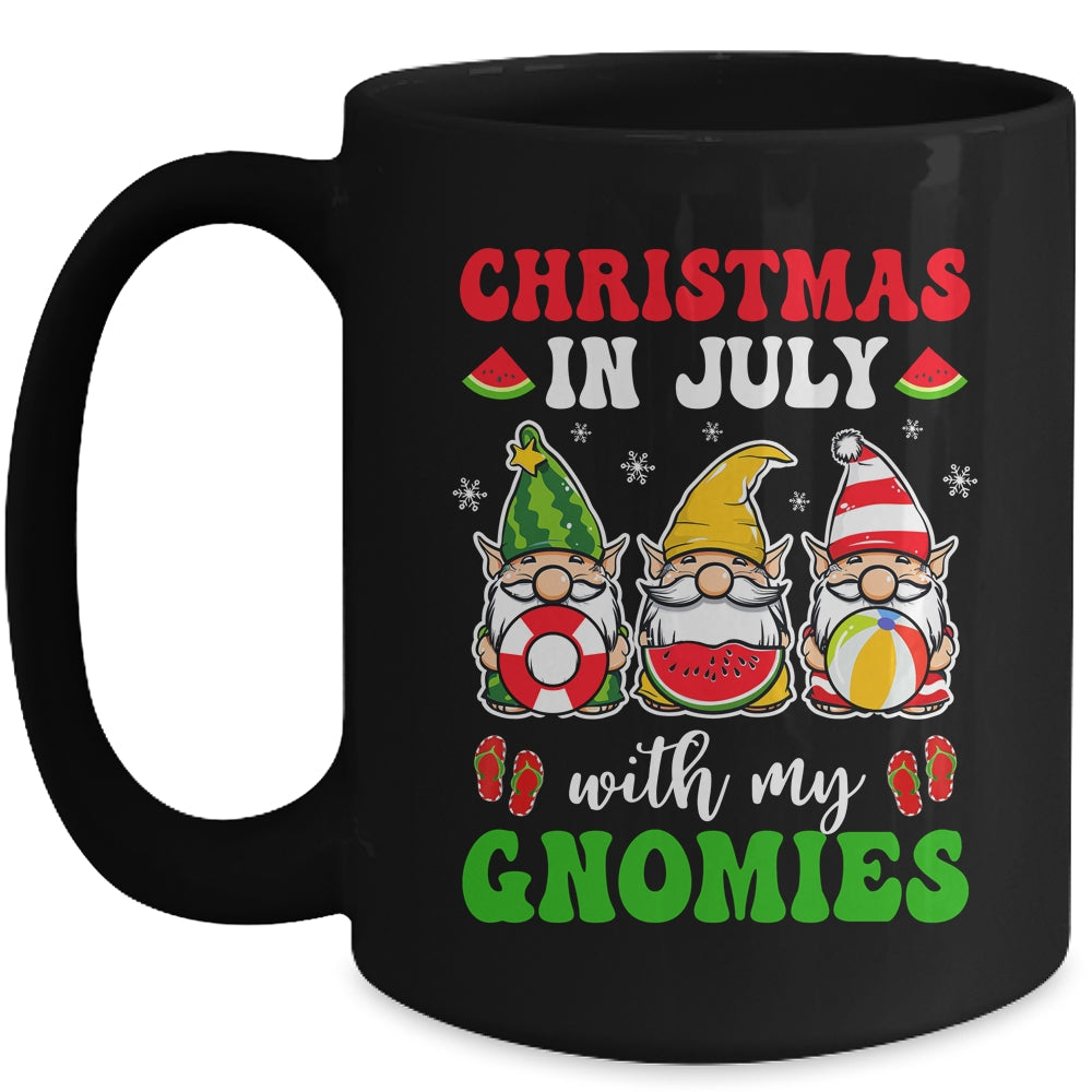 Funny Summer Vacation Gnomies Gnomes For Christmas In July Mug | teecentury