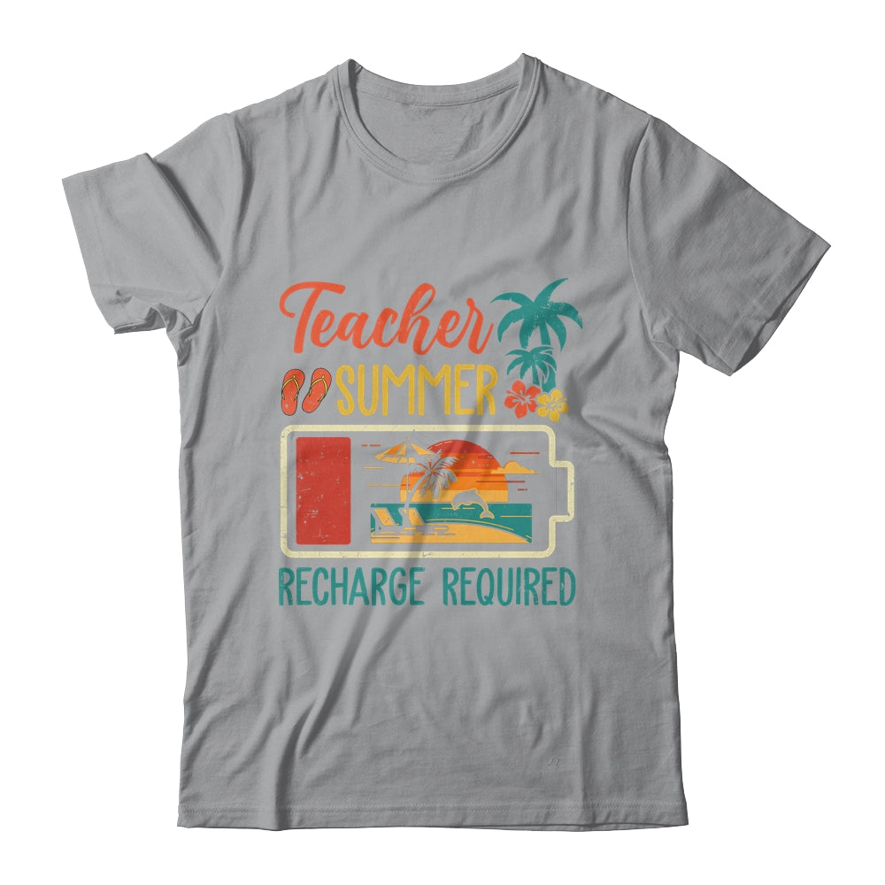 Funny Teacher Summer Recharge Required Last Day School Retro Shirt & Tank Top | teecentury