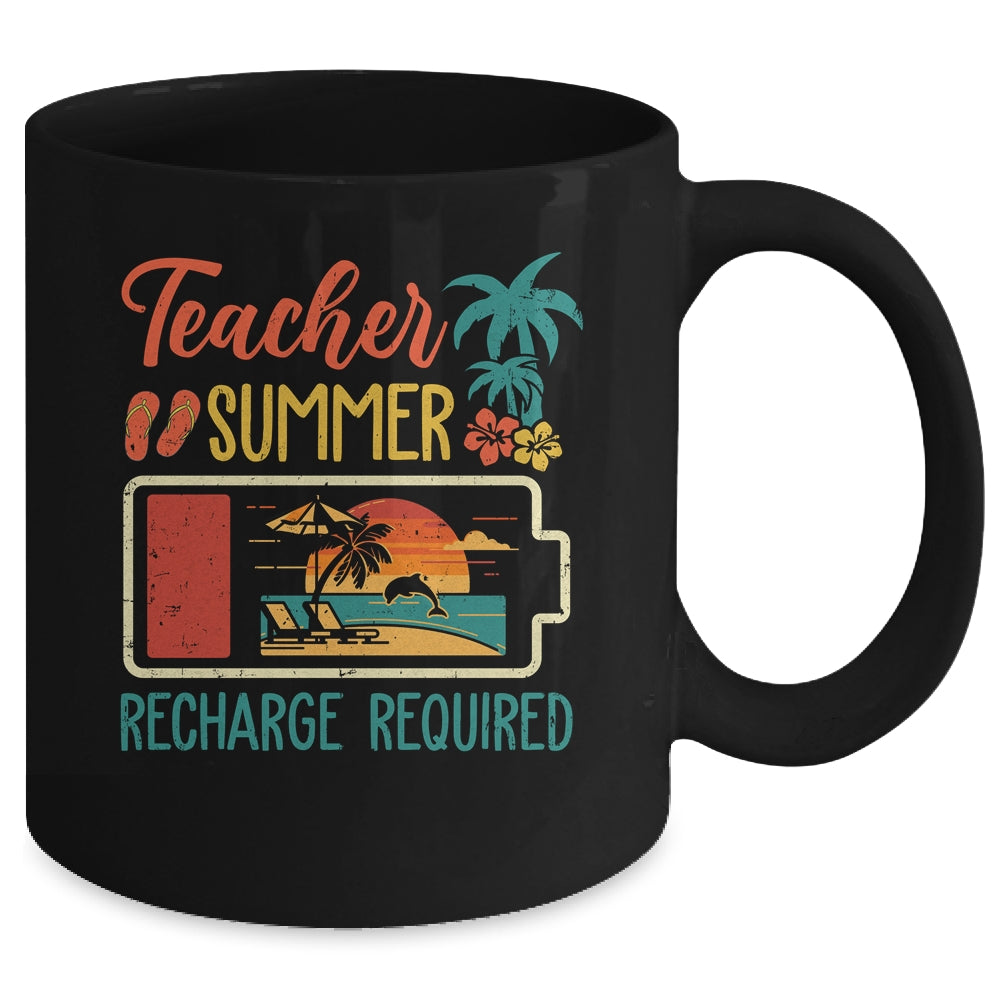 Funny Teacher Summer Recharge Required Last Day School Retro Mug | teecentury