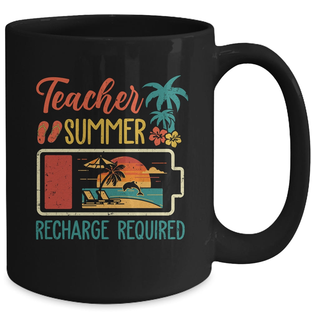 Funny Teacher Summer Recharge Required Last Day School Retro Mug | teecentury