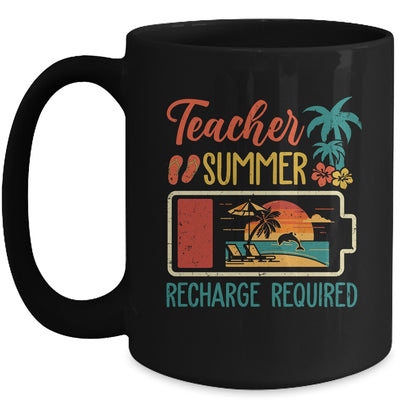 Funny Teacher Summer Recharge Required Last Day School Retro Mug | teecentury