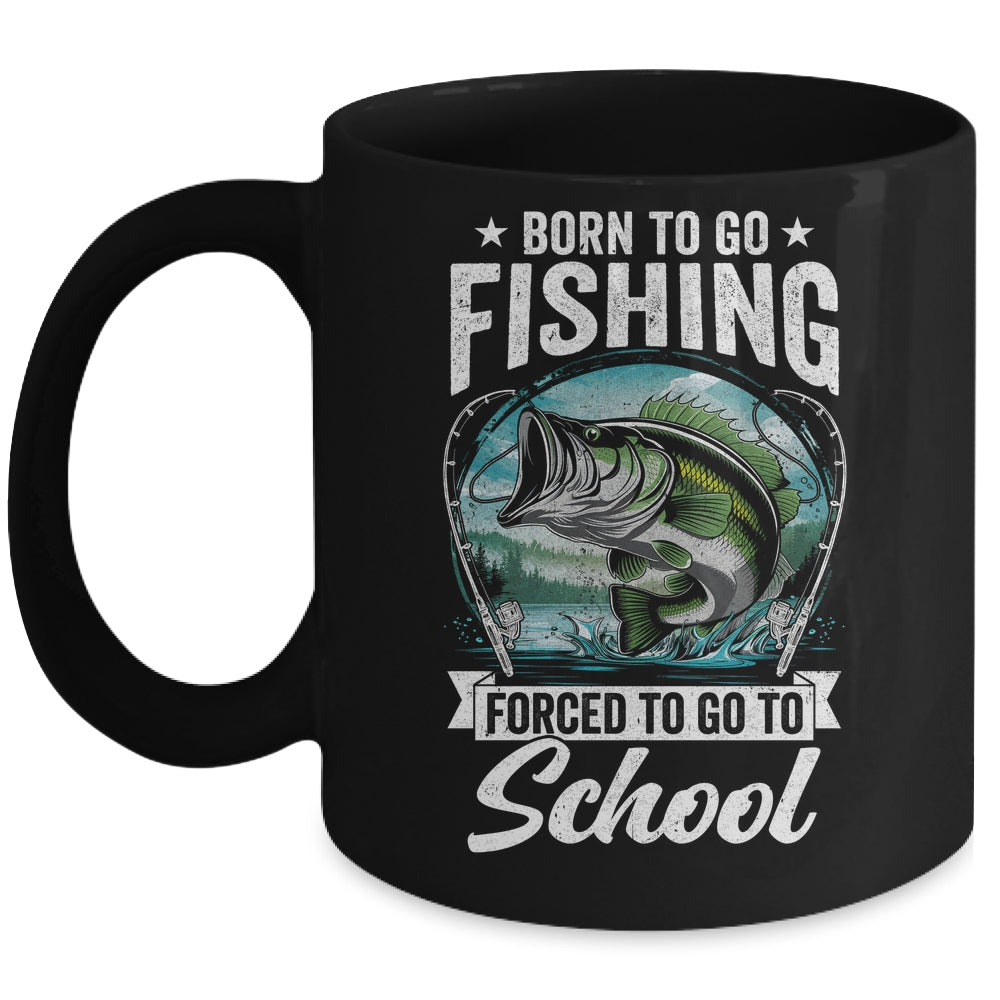 Funny Teen Boys Fishing Forced To Go To School Bass Fish Mug | teecentury