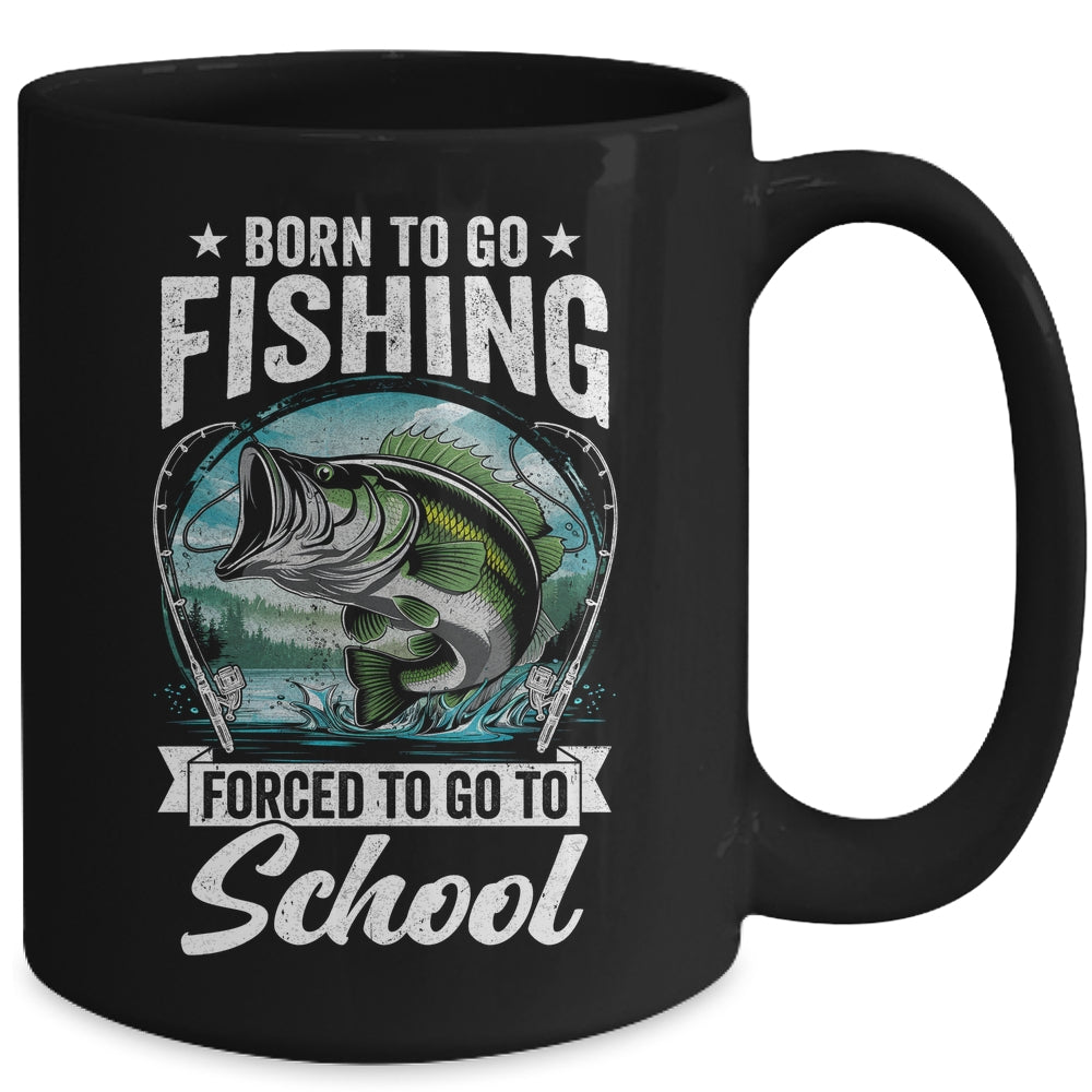 Funny Teen Boys Fishing Forced To Go To School Bass Fish Mug | teecentury