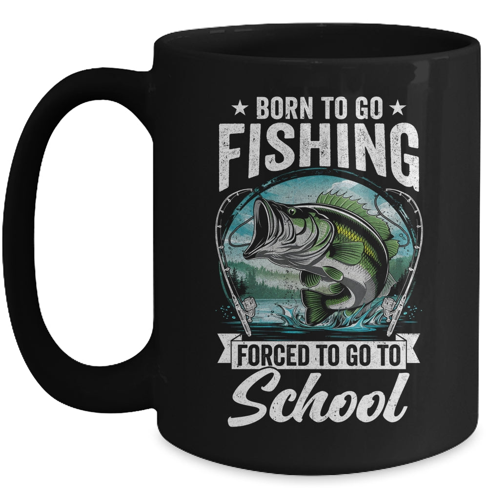 Funny Teen Boys Fishing Forced To Go To School Bass Fish Mug | teecentury